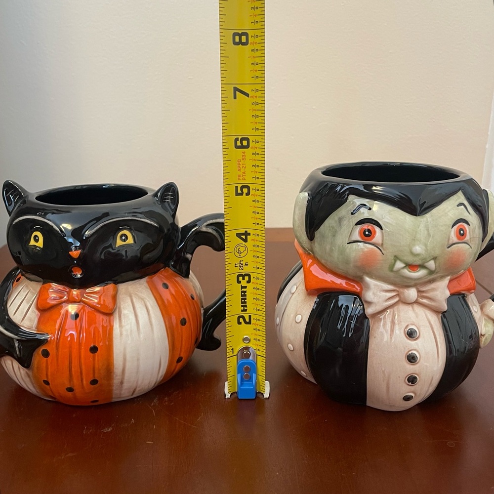 NIB JOHANNA PARKER PUMPKIN PEEPS BAT & VAMPIRE MUGS Cups Halloween Holiday Tea - Picture 14 of 16